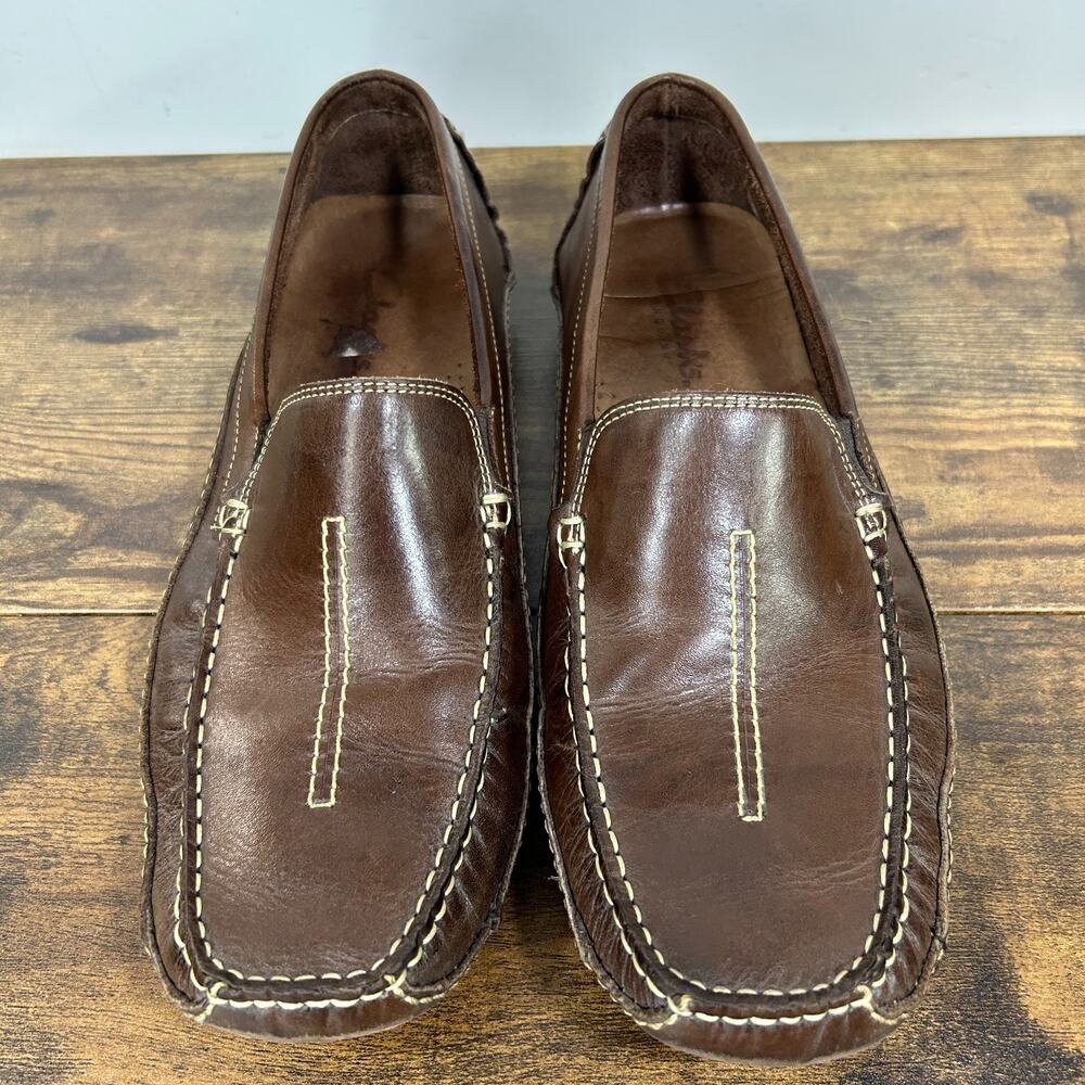 Clarks Driving Loafer Brown Mansell SlipOn Casual Shoes Mocs Mens Sz 10 M Preppy - Picture 4 of 7